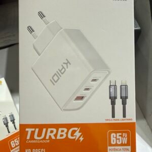 Carregador turbo 65w pd tipo c para Lightning kd-665cl