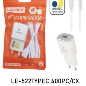 carregador type c 3.1A le-522/LE-518