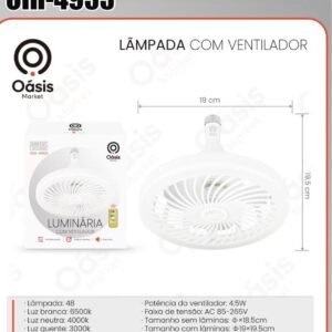 Luminária com ventilador 30w E27 OIH-4955