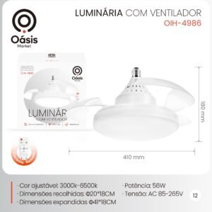 luminaria com ventilador  OIH-4986