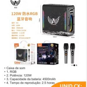 caixa de som som 2 microfone 120w x55