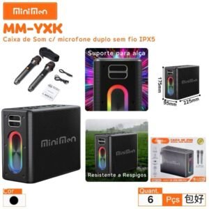 caixa de som 120w com 2 microfone sem fio MM-YXK