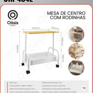Mesa de centro com rodinhas OIH-4642