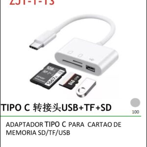 Adaptador type c para cartão memória da/TF/USB zjt-t-13