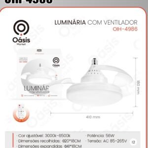 Luminária com ventilador 58w OIH-4986