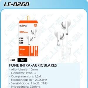 Fone type c com borracha LE-0268