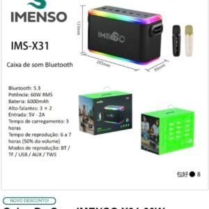 Caixa de som 80w com 2 microfone x31
